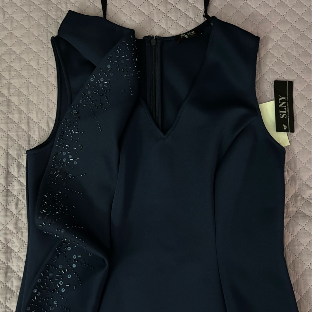 SLNY Navy Embellished Dress